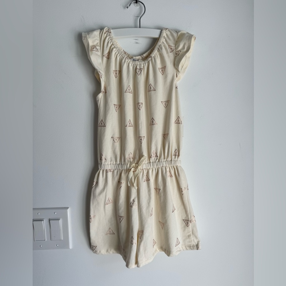 Guess Girl Romper Logo‎ Print Sleeveless Drawstring Waist Size 7